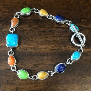 BARSE Turquoise Semiprecious Sterling Silver Toggle Bracelet
